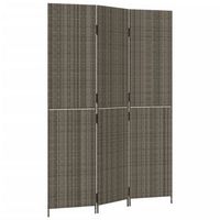 biombo de 3 paneles ratan sintetico gris vidaxl