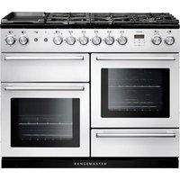 rangemaster nexus 110 dual fuel range cooker - white  chrome white