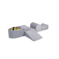 meowbaby parque infantil de espuma con piscina de bolas terciopelo gris claro  verde claroamarillonegro 100 bolas