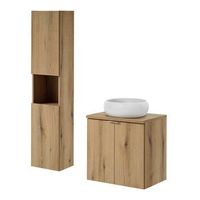 set de muebles de bano newport con lavabo 60x57x39 cm - efecto roble encasa