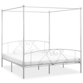 Estructura Cama Con Dosel Sin Colchón Metal Blanco 180x200 Cm Vidaxl