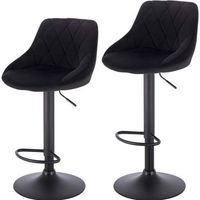 juego de 2 taburetes de bar con respaldo terciopelo regulable en altura 39 x 47 x 104 cm negrowoltu