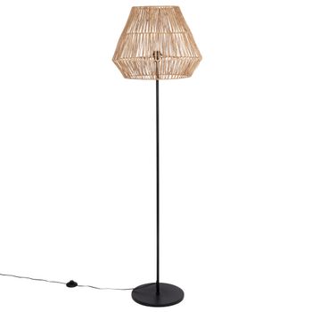 Lámpara de pie de metal negro y yute Alt. 170 cm