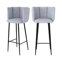 set de 2 sillas de bar de terciopelo gris claro 75 cm