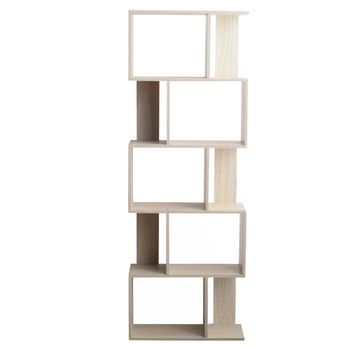Biblioteca con 5 estantes de mdf color abeto blanqueado