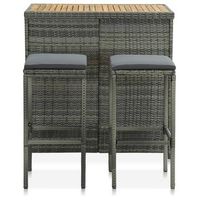 conjunto de conjunto mesa y sillas jardin de bar jardin 3 uds  mueble jardin mesa y sillas ratan sintetico gris