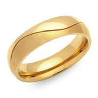 anillo de acero inoxidable parcialmente pulido chapado en oro de 6 mm de ancho