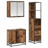 juego de muebles de bano  armario de bano con cajon 3 piezas madera vieja