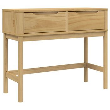 Mesa Consola | Mesa De Entrada | Mesa Auxiliar Floro Madera Maciza De Pino Marrón 89,5x36,5x73 Cm
