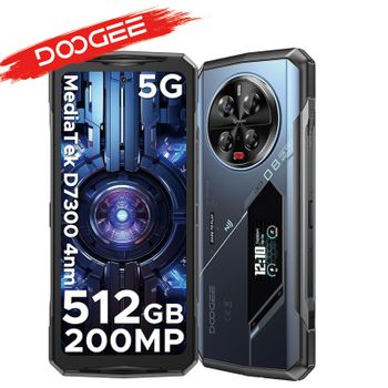 Teléfono robusto DOOGEE V40 Pro 5G con cámara IA de 200MP, 36 GB de RAM, almacenamiento para juegos, procesador Dimensity, batería de 8680 mAh.