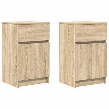 Mesitas Noche 2 Uds Madera Ingeniería Roble Sonoma 39x35x65 Cm Vidaxl