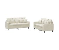 vidaxl juego de sofas con cojines 2 piezas terciopelo crema