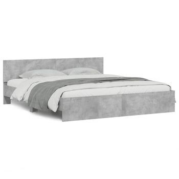 Estructura De Cama Con Cabecero Gris Hormigón 160x200 Cm