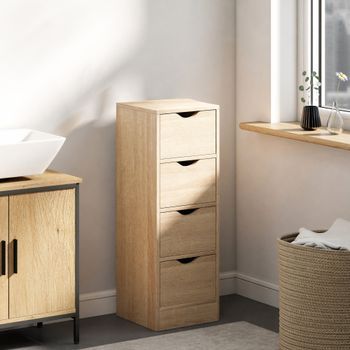 Armario De Baño De Melamina De Madera Homcom 29x29x83 Cm-natural