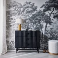 comoda con 3 cajones efecto madera y ranuras negras negro