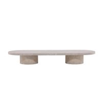 mesa baja ovalada efecto marmol 190x60cm - beige