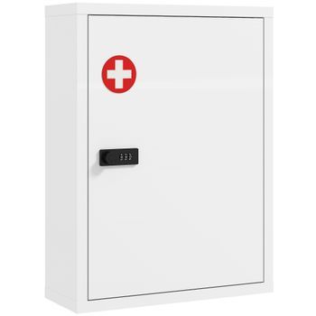 Botiquín De Pared Con Cerradura De Combinación, Acero, 40 × 15 × 53,5 Cm – Blanco