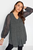 yours top gris mangas de malla mujer curvy y tallas grandes yours