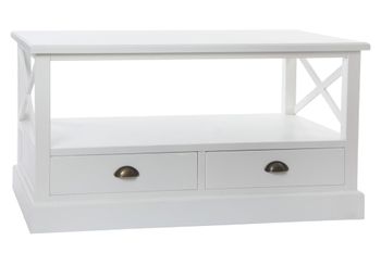 Mesa centro de madera en blanco 108x48x56,5cm