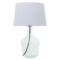lampara sobremesa transparente y blanco