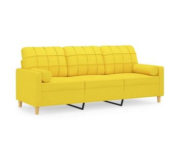Vidaxl sofá de 3 plazas con cojines tela amarillo claro 180 cm
