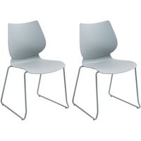 set de 2 sillas apilables houma plastico gris 50x47x86 cm clp