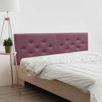 Dhome Cabecero De Polipiel Con 3 Hileras Intercaladas De Botones Cabezal Tapizado Cama Lujo (vino Tinto, 190cm (2 Piezas))