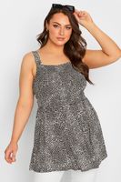 yours top de tirantes negro estampado animal busto fruncido mujer curvy y tallas grandes yours