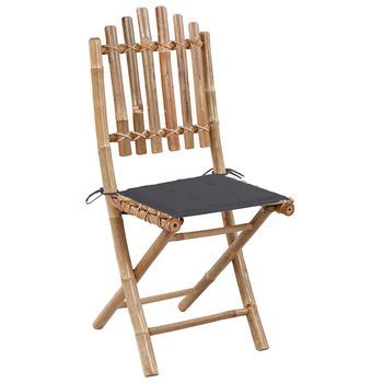 Pack 2 Uds Sillas De Jardín | Silla De Exterior | Sillón Plegables Bambú Con Cojines