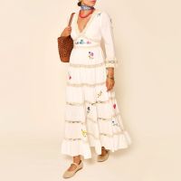 rixo regine ombre floral-embroidered cotton dress - uk 10