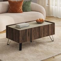 mesa de centro trorlon con 2 cajones 100x50x40 cm nogaltravertino encasa