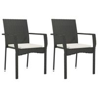 pack 2 uds sillas de jardin  silla de exterior  sillon con cojines ratan sintetico negro