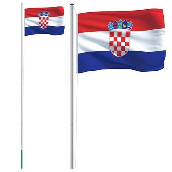 Mástil Y Bandera De Croacia Aluminio 6,08 M Vidaxl