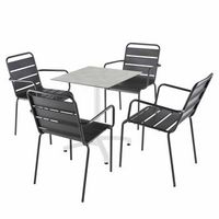 mesa de 60x60 cm en laminado de hormigon gris y 4 sillas gris opera - oviala