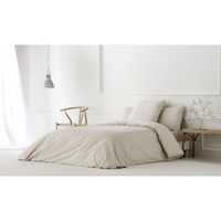 funda nordica lisa arena cama 150 cm - 240x220 cm algodon 200 hilos cierre con botones