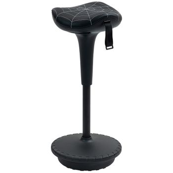 Vinsetto Taburete de oficina con función giratoria, taburete ergonómico, regulable en altura 65,5-83,5 cm inclinable 120° Negro