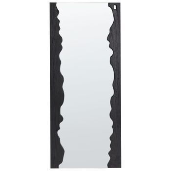 Espejo De Pared Moderno Colgante Decorativo 175 X 75 Cm Marco De Madera Forma Irregular Negro Saullcet