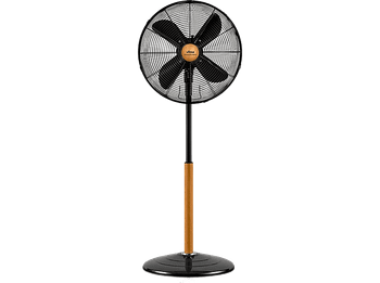 Ventilador de pie - Ufesa Masachusets, 50 W, 3 Velocidades, Altura ajustable hasta 125 cm, Negro y Haya