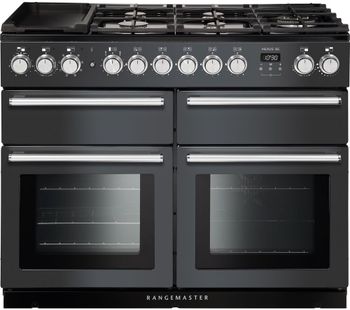 Rangemaster Nexus SE NEXSE110DFFSL/C 110 cm Dual Fuel Range Cooker - Slate & Chrome, Red