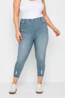 yours jeggings jenny capri azul claro con desgarros  mujer curvy y tallas grandes yours