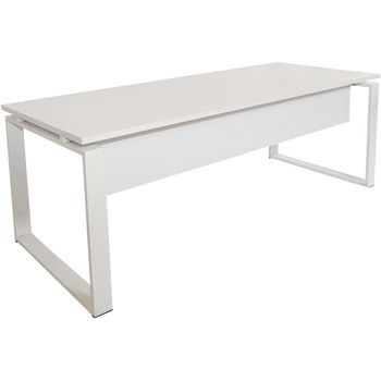 Mesa-escritorio Con Faldón. Estructura Metálica Cerrado Blanco. 160x80 Cm. Blanco. Ofilike