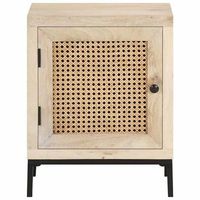 mesita de noche - mesilla madera maciza mango y cana natural 40x30x50 cm mc4739