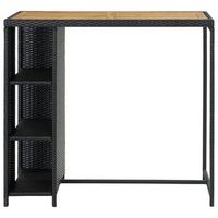 mesa bar  mesa de bistro estante almacenaje 120x60x110 cm ratan sintetico negro