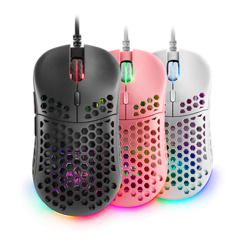 Mars Gaming MM55, Ratón Gaming RGB Chroma, Ultra-ligero 55g, 12800 DPI, Ratón PC Negro, Rosa o Blanco