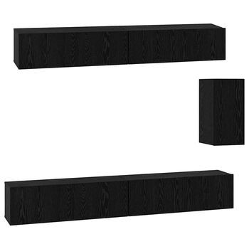 Mueble De Tv De Pared 3 Uds. Roble Negro Madera De Ingeniería Vidaxl