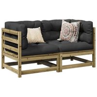 conjunto de sofas de jardin 2 uds  mueble jardin mesa y sillas madera de pino impregnada cfw320132