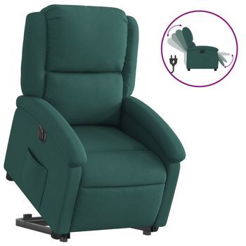 Sillón De Salón | Silla | Sillón Eléctrico Reclinable Elevable De Tela Verde Oscuro