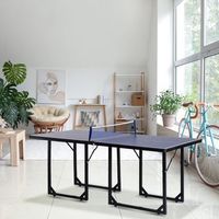 mesa de ping-pong homcom mdf acero 182x91x76 cm azul