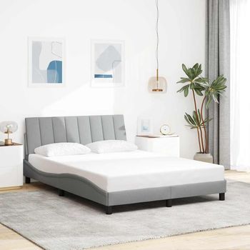 Cama Matrimonial | Cama Para Adultos | Cama Sin Colchón Tela Gris Claro 140x190 Cm Cfw913555