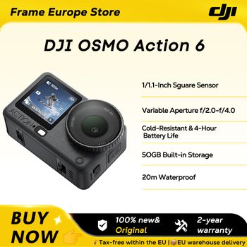 DJI Osmo Action 6 Combo Esencial, Cámara de Acción con Sensor Cuadrado de 1/1.1 Pulgadas, Apertura Variable de f/2.0-f/4.0, Cámara de Acción 4K, Nueva 2026